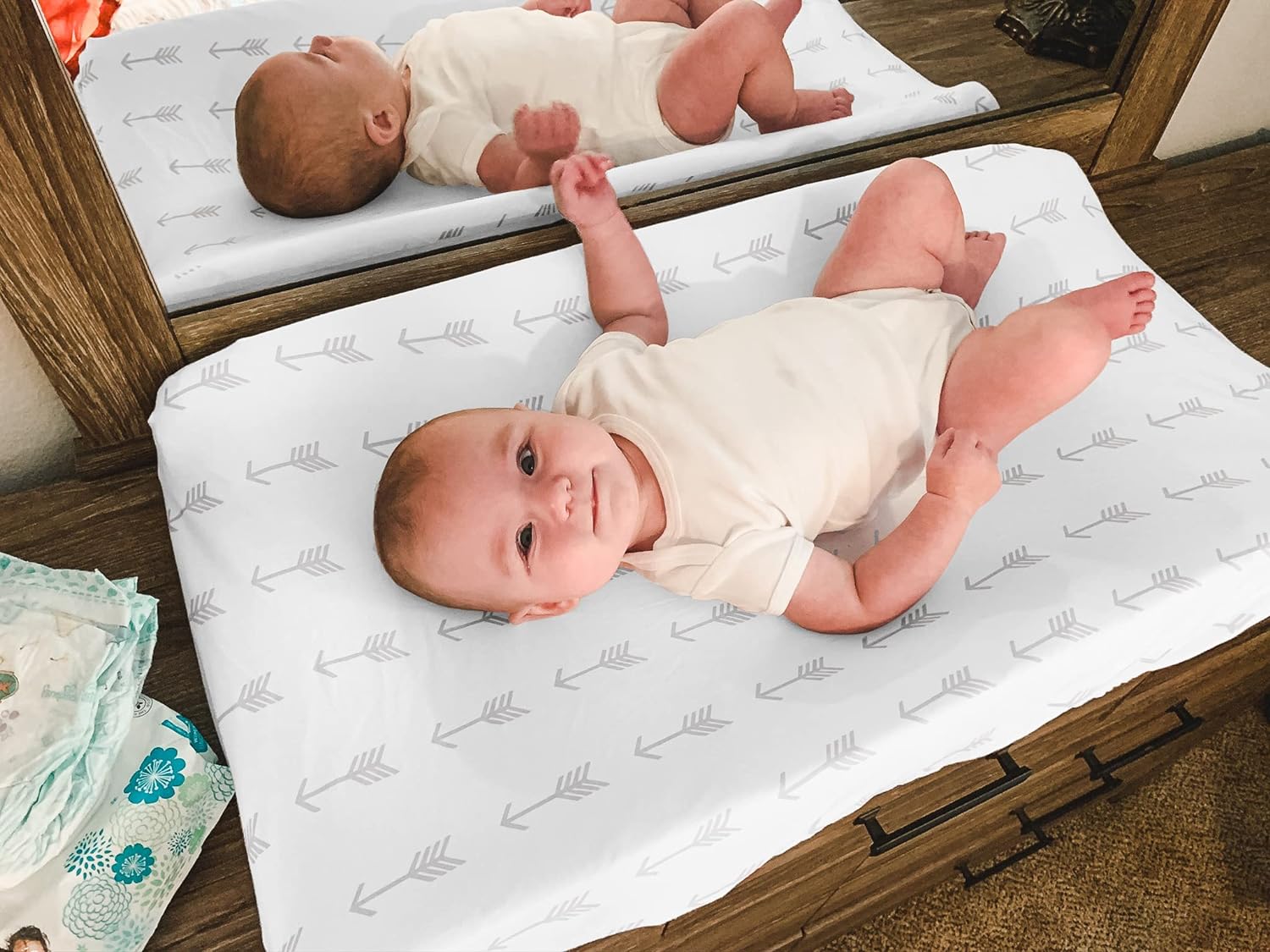 Changing Pad Cover – Premium Baby Changing Pad Covers 4 Pack – Boy or Girl Changing Pad Cover – Pure Jersey Machine Washable Grey and White Changing Table Cover – Diaper Changing Pad Cover Sheets - Image 4